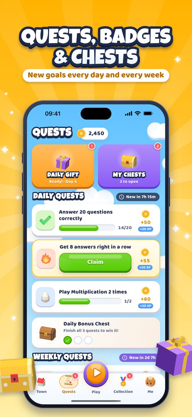 Quests, Badges & Chests: New goals every day and every week