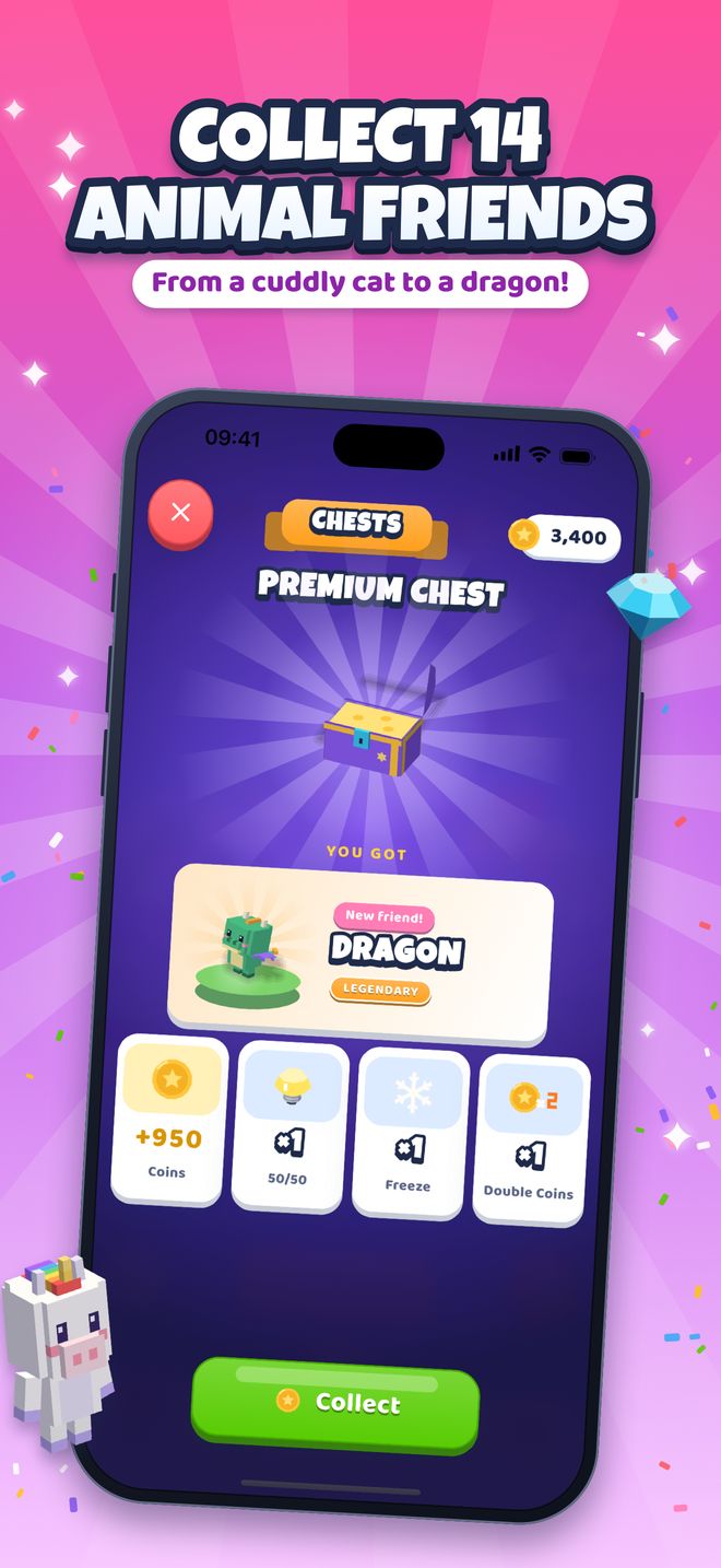 Collect 14 Animal Friends: From a cuddly cat to a dragon!