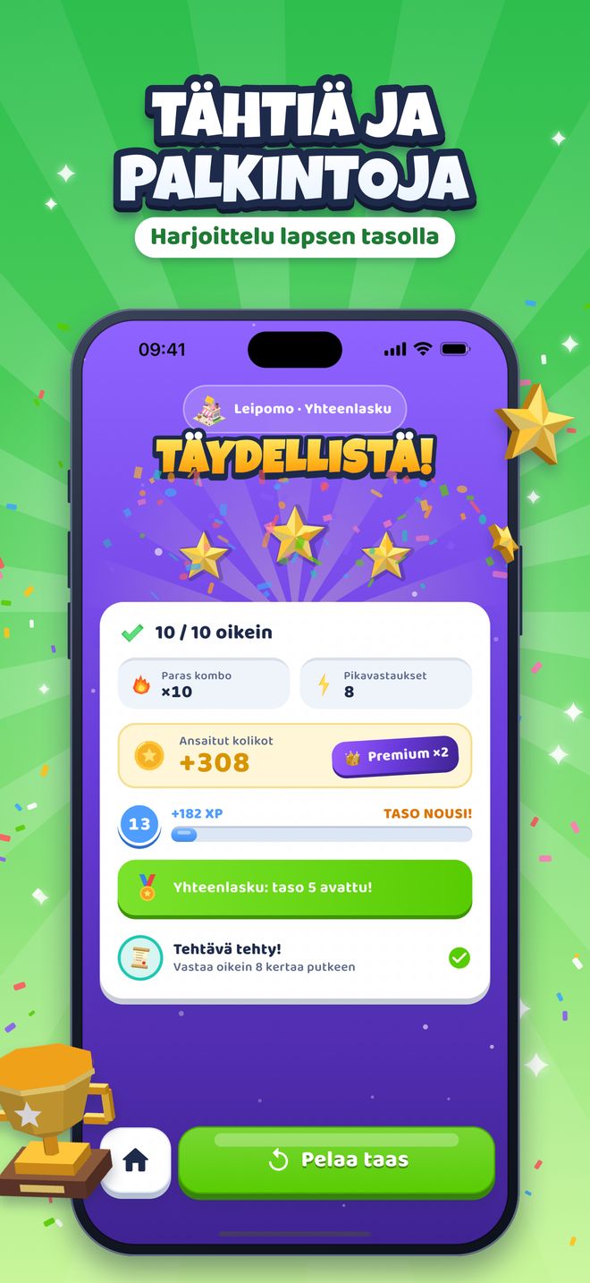 Tähtiä ja palkintoja: Harjoittelu lapsen tasolla