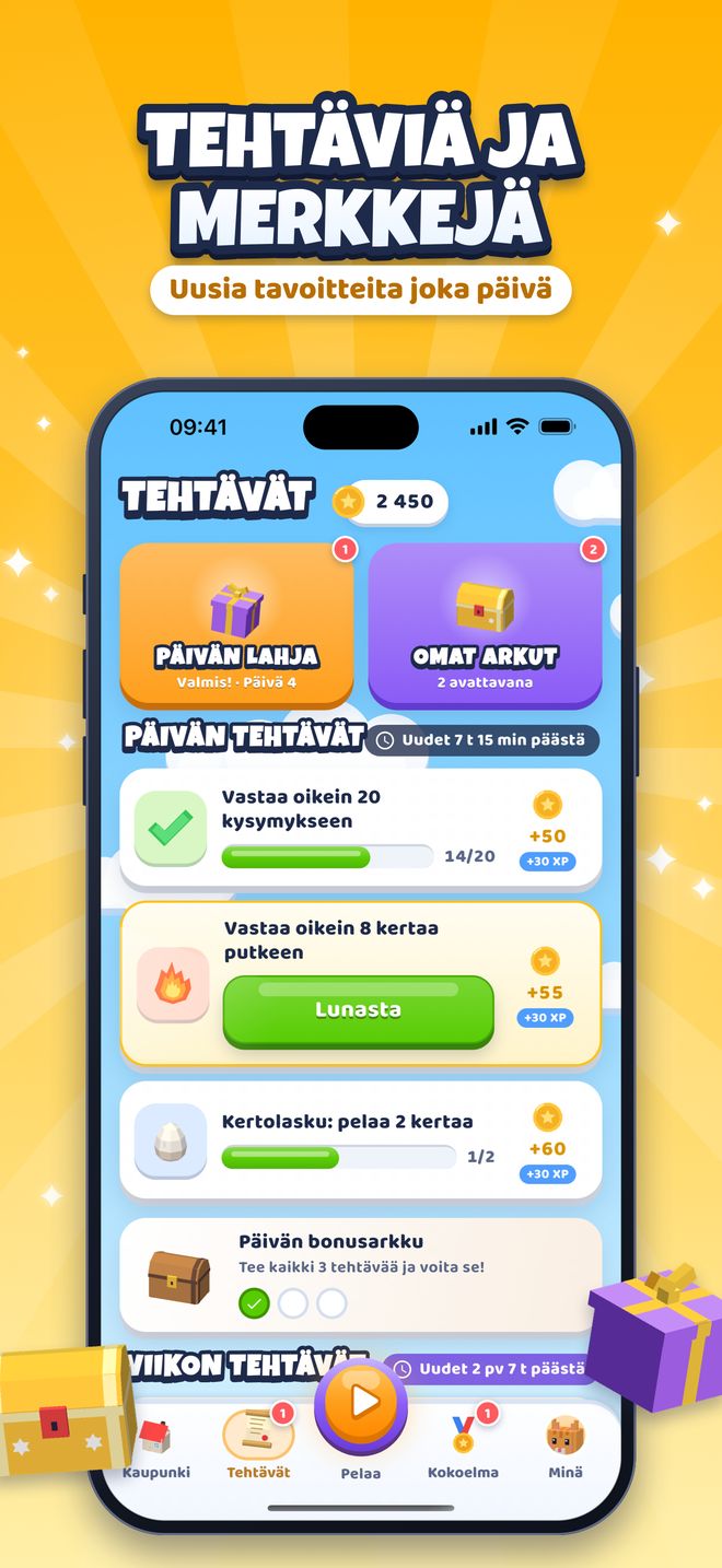 Tehtäviä ja merkkejä: Uusia tavoitteita joka päivä