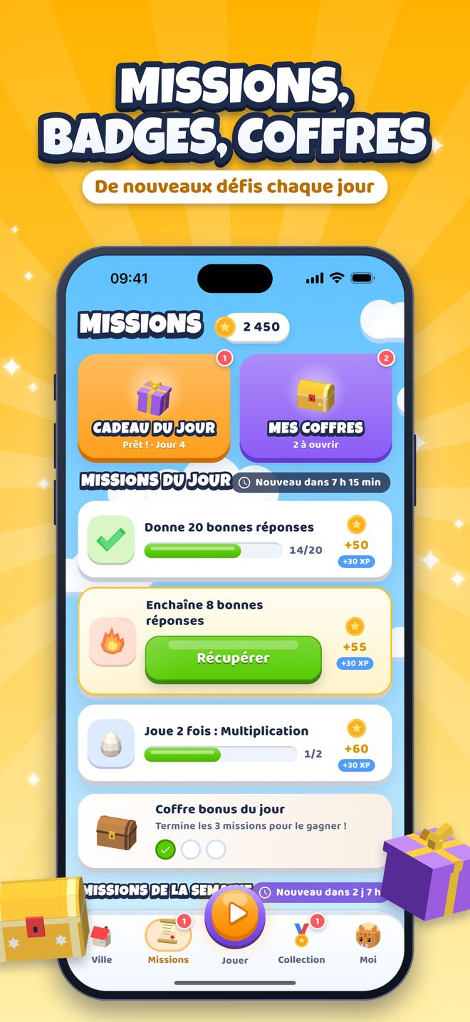 Missions, badges, coffres : De nouveaux défis chaque jour