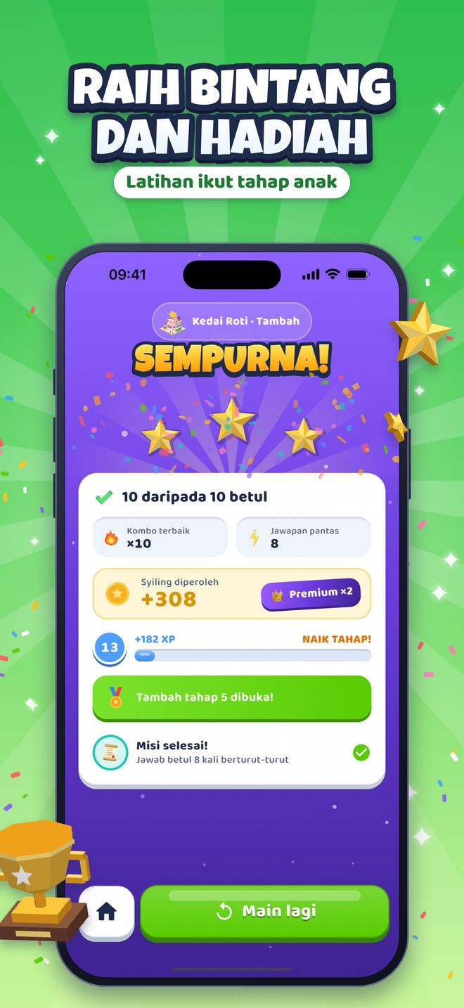 Raih bintang dan hadiah: Latihan ikut tahap anak
