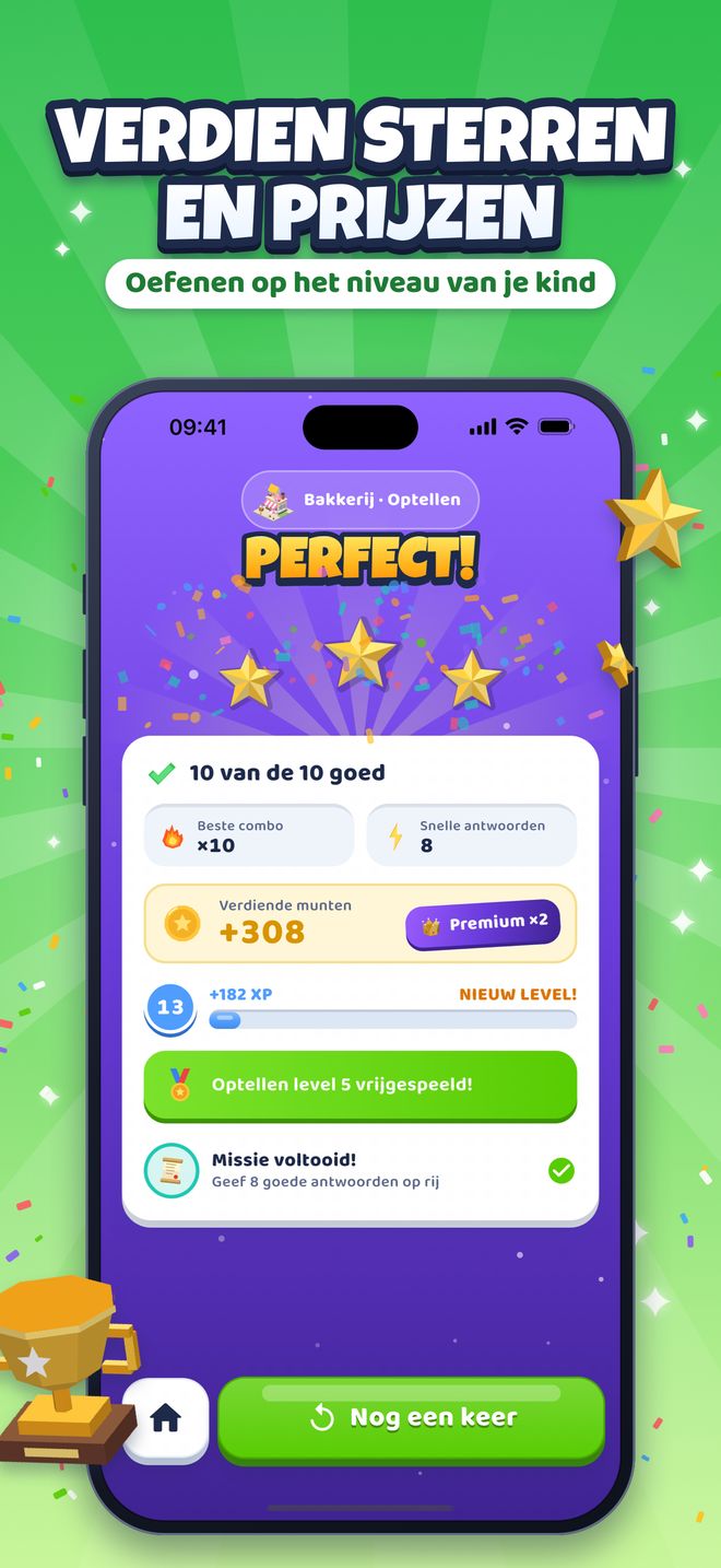 Verdien sterren en prijzen: Oefenen op het niveau van je kind