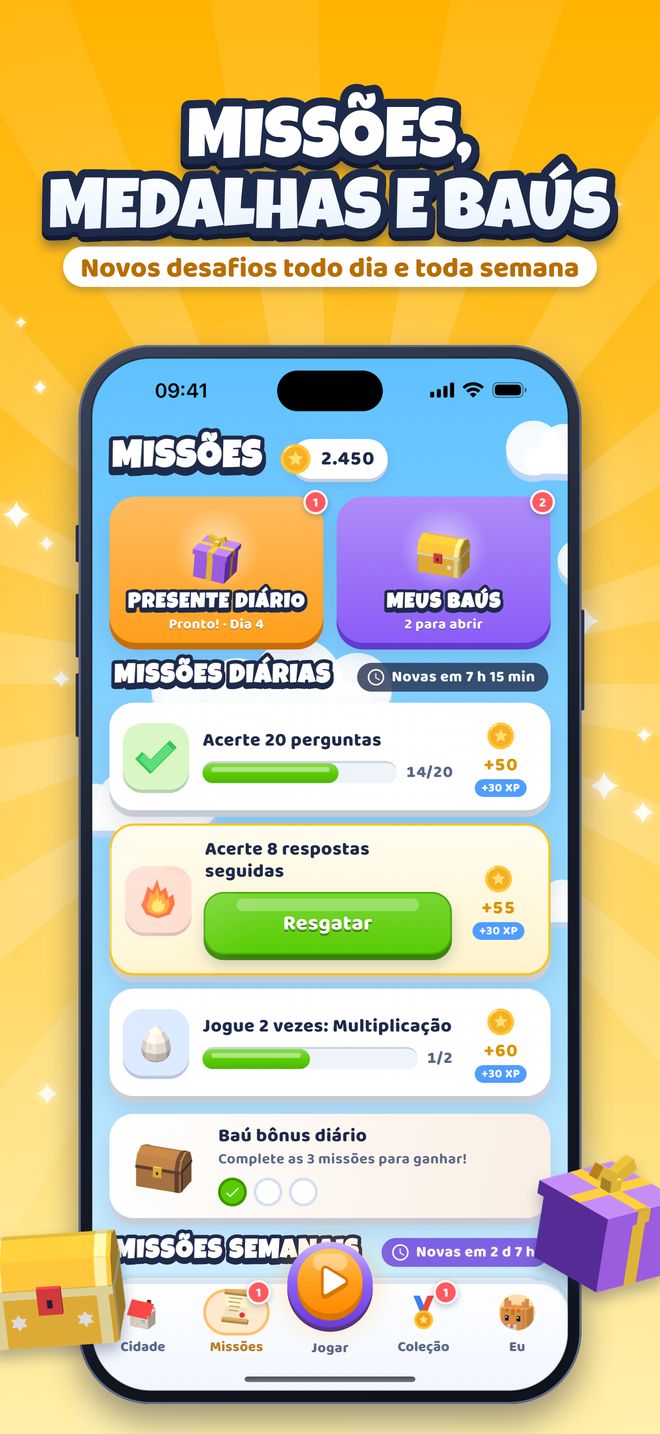 Missões, medalhas e baús: Novos desafios todo dia e toda semana
