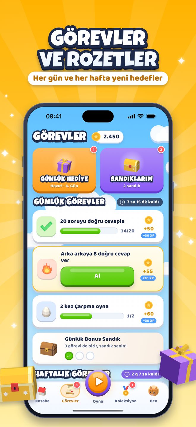 Görevler ve rozetler: Her gün ve her hafta yeni hedefler